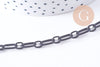 Chaine maille rectangle fer noir 10mm, 1 metre (G1394)