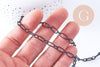 Chaine maille rectangle fer noir 10mm, 1 metre (G1394)