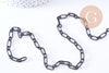 Chaine maille rectangle fer noir 10mm, 1 metre (G1394)