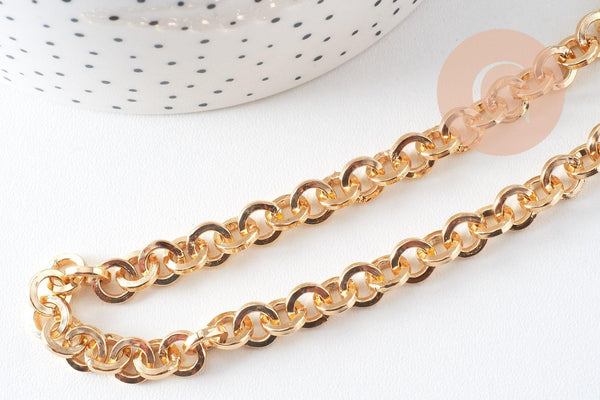 Chaine maille rollo aluminium doré 8mm, x1 mètre (G10595)