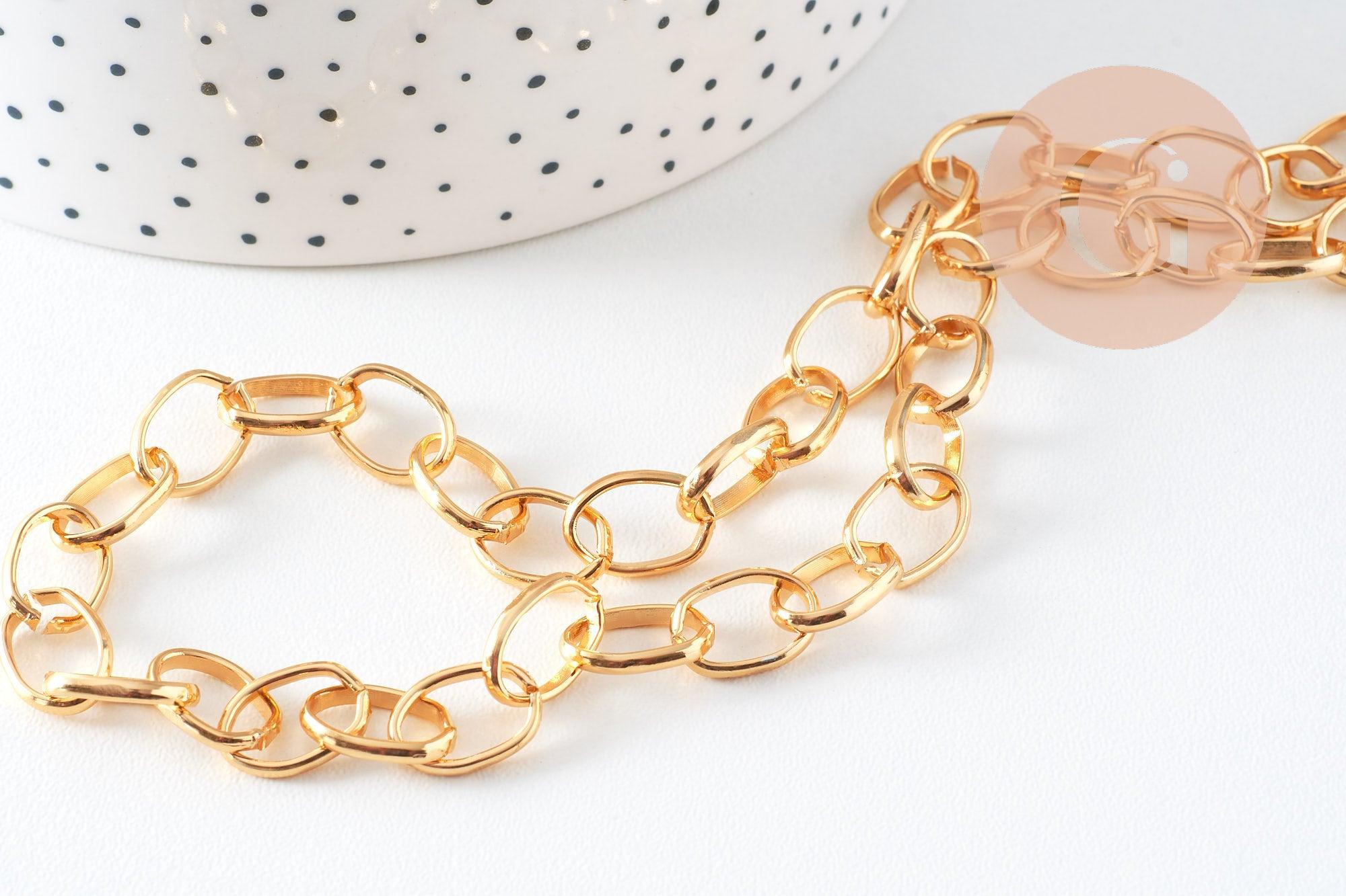 Chaine maille rolo aluminium doré lisse 12mm, x1 mètre (G10593)