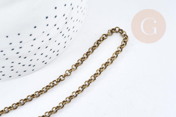 Chaine maille rollo fer bronze 4mm,chaine création bijoux vintage, grossiste chaine, 1 metre G8565