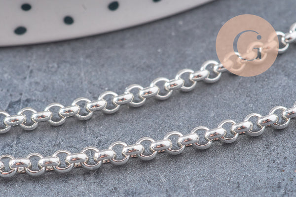 Chaine maille rolo acier 304 inoxydable argenté 3mm, x1 mètre (G10866)
