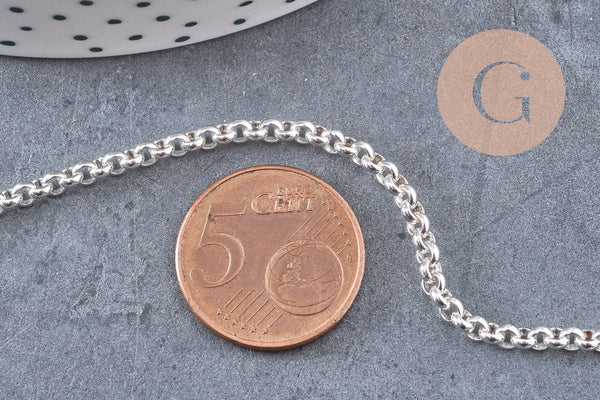 Chaine maille rolo acier 304 inoxydable argenté 3mm, x1 mètre (G10866)