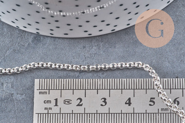 Chaine maille rolo acier 304 inoxydable argenté 3mm, x1 mètre (G10866)