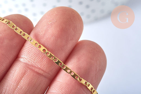 Chaine marine avec fermoir acier 304 inoxydable doré 14k 1.7mm-45cm, x1 (G0156)