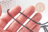 Chaine noire intense maille plate2.8mm, 4 mètres (G1373)