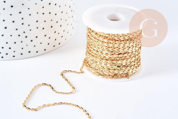 Chaine ovale laiton dorée 14 carats fantaisie 5mm, x1 metre (G0395)