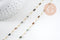 Chaine perle agate mousse naturelle laiton doré 18K 7x2mm, x1 mètre (G5444)