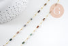 Chaine perle agate mousse naturelle laiton doré 18K 7x2mm, x1 mètre (G5444)