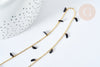 Chaine perle plexiglas facettée noire laiton doré 7x3mm, création de bijoux coloré DIY, x1 mètre G7824