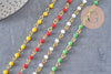 Chaine perle verre coloré fer doré 4 m, création de bijoux coloré DIY, x1 mètre (G7219)