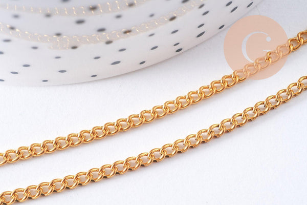 Chaine plate fer dorée 2.5mm, x5 mètres (G2328)