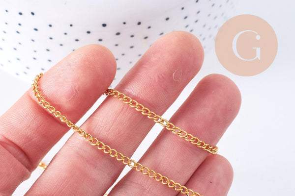 Chaine plate fer dorée 2.5mm, x5 mètres (G2328)