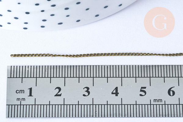 Chaine plate laiton bronze 1,5mm,chaine bijou apprets bronze, chaine en gros, la bobine de 92 mètres G6937