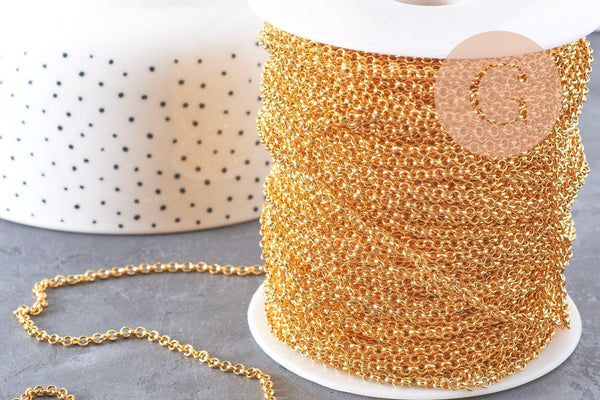 Chaine rollo fer doré 2.7 mm, x 5 mètres (G0264)