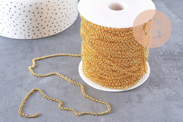 Chaine rollo fer doré 2.7 mm, x 5 mètres (G0264)