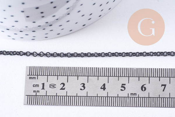 Chaine rollo fer noir intense 2.7mm, x1 mètre (G10631)