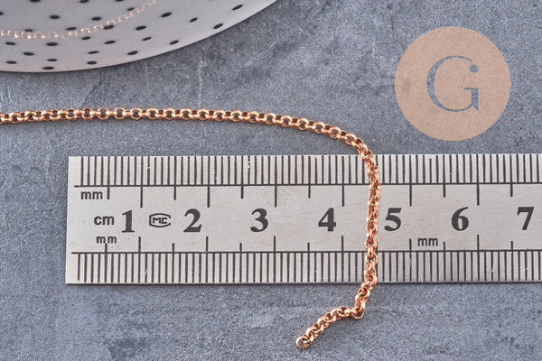Chaine rollo laiton brut 2mm, x 5 mètres (G1639)