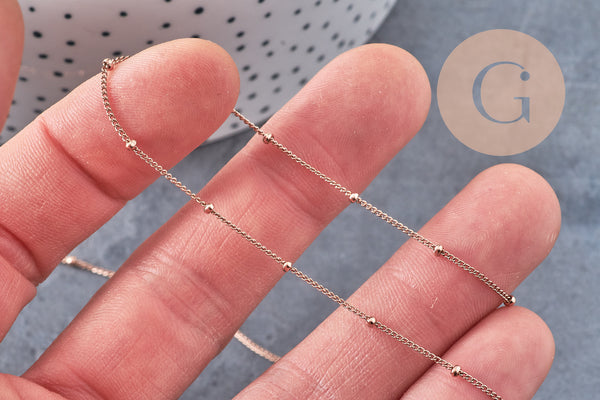 Chaine satellite 304 inoxydable or rose IP 1.5mm, x1 mètre (G10877)