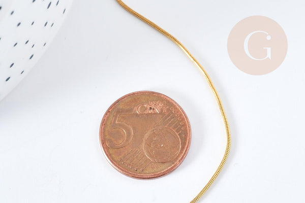 Chaine serpent acier inoxydable 304 dorée 14k 0.8mm-45.7cm, x1 (G1098)