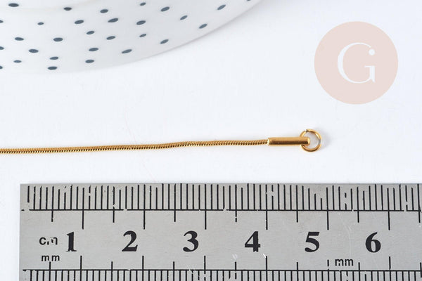 Chaine serpent acier inoxydable 304 dorée 14k 0.8mm-45.7cm, x1 (G1098)