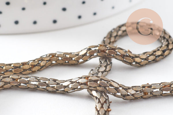 Chaine serpent écailles bronze, chaine bijou, fantaisie,grossiste chaine,5 mm, x1 metre, (G2495)