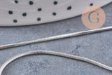 Chaine serpent fine acier 304 inoxydable platine 1.2mm, x1 mètre (G10871)