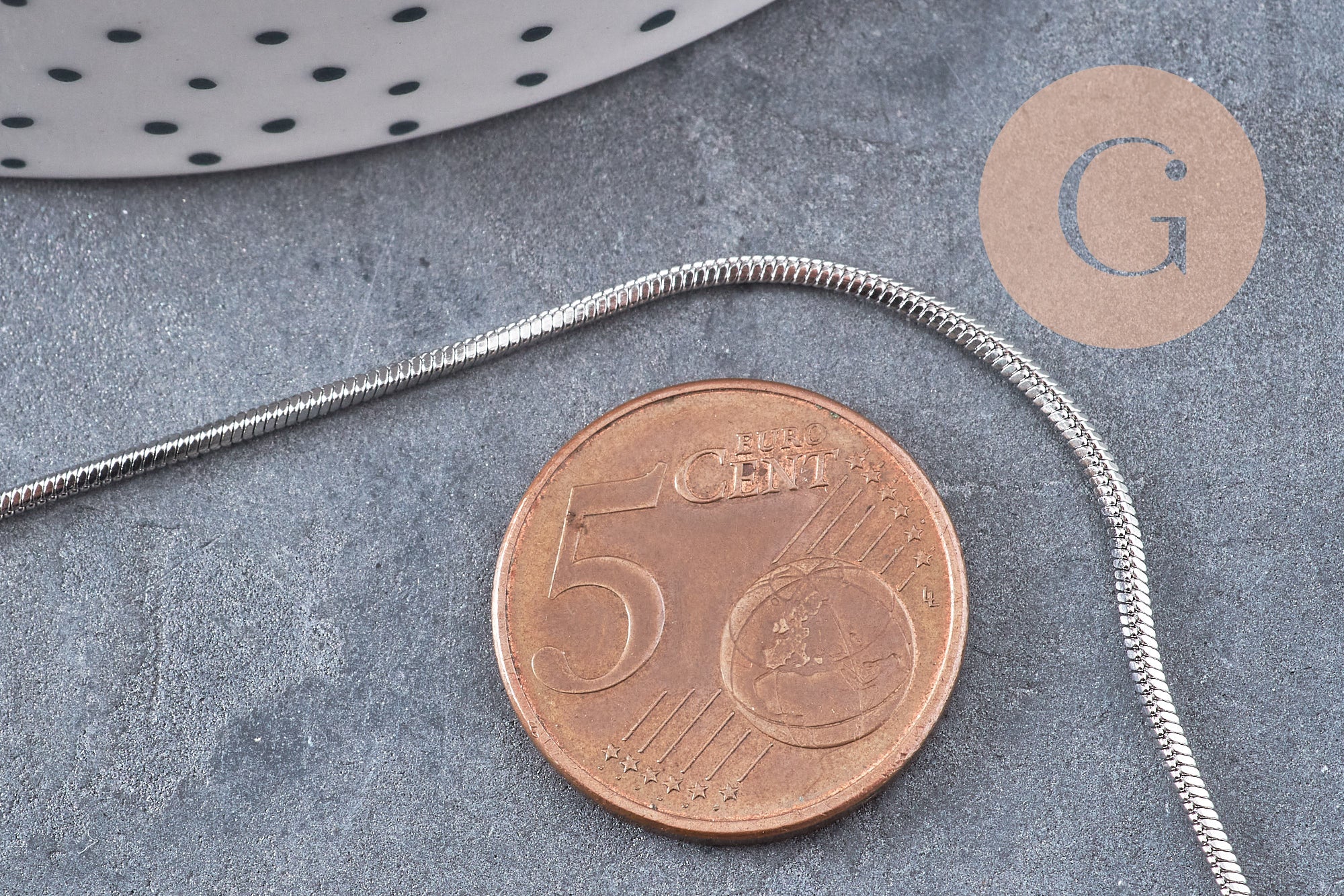 Chaine serpent fine acier 304 inoxydable platine 1.2mm, x1 mètre (G10871)