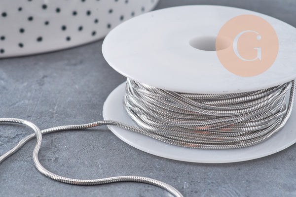 Chaine serpent fine acier 304 inoxydable platine 1.2mm, x1 mètre (G10871)