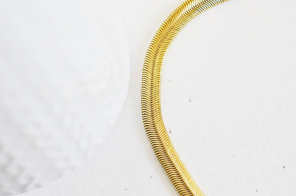 Chaine serpent laiton doré 16K 1 micron, une magnifique chaine création bijoux sans nickel, 6mm, x 50Centimètres G4282