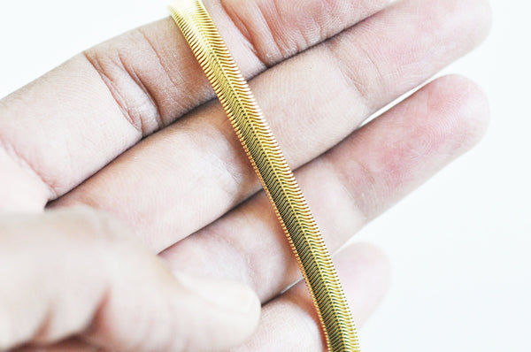 Chaine serpent laiton doré 16K 1 micron, une magnifique chaine création bijoux sans nickel, 6mm, x 50Centimètres G4282