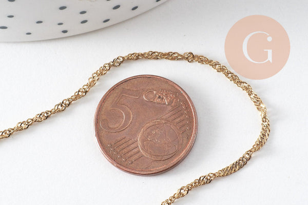 Chaine singapour acier 304 inoxydable IP doré 14k 2mm, x1 mètre (G0310)