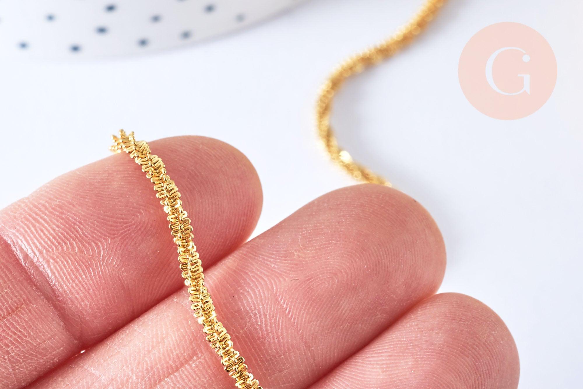 Chaine soudée chou-fleur acier 304 inoxydable doré IP 2.4mm, x1 mètre (G6936)