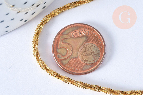 Chaine soudée chou-fleur acier 304 inoxydable doré IP 2.4mm, x1 mètre (G6936)