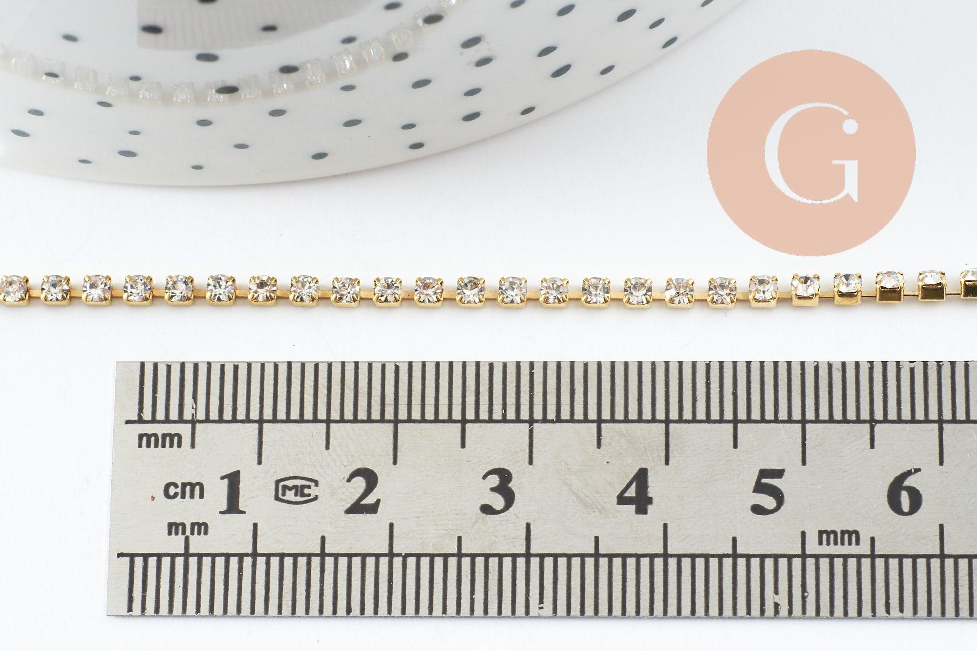 Chaine strass laiton brut 2mm, x50cm (G7975)