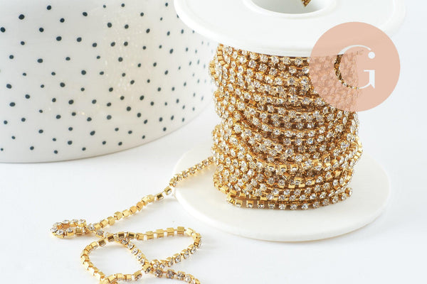 Chaine strass laiton brut 2mm, x50cm (G7975)