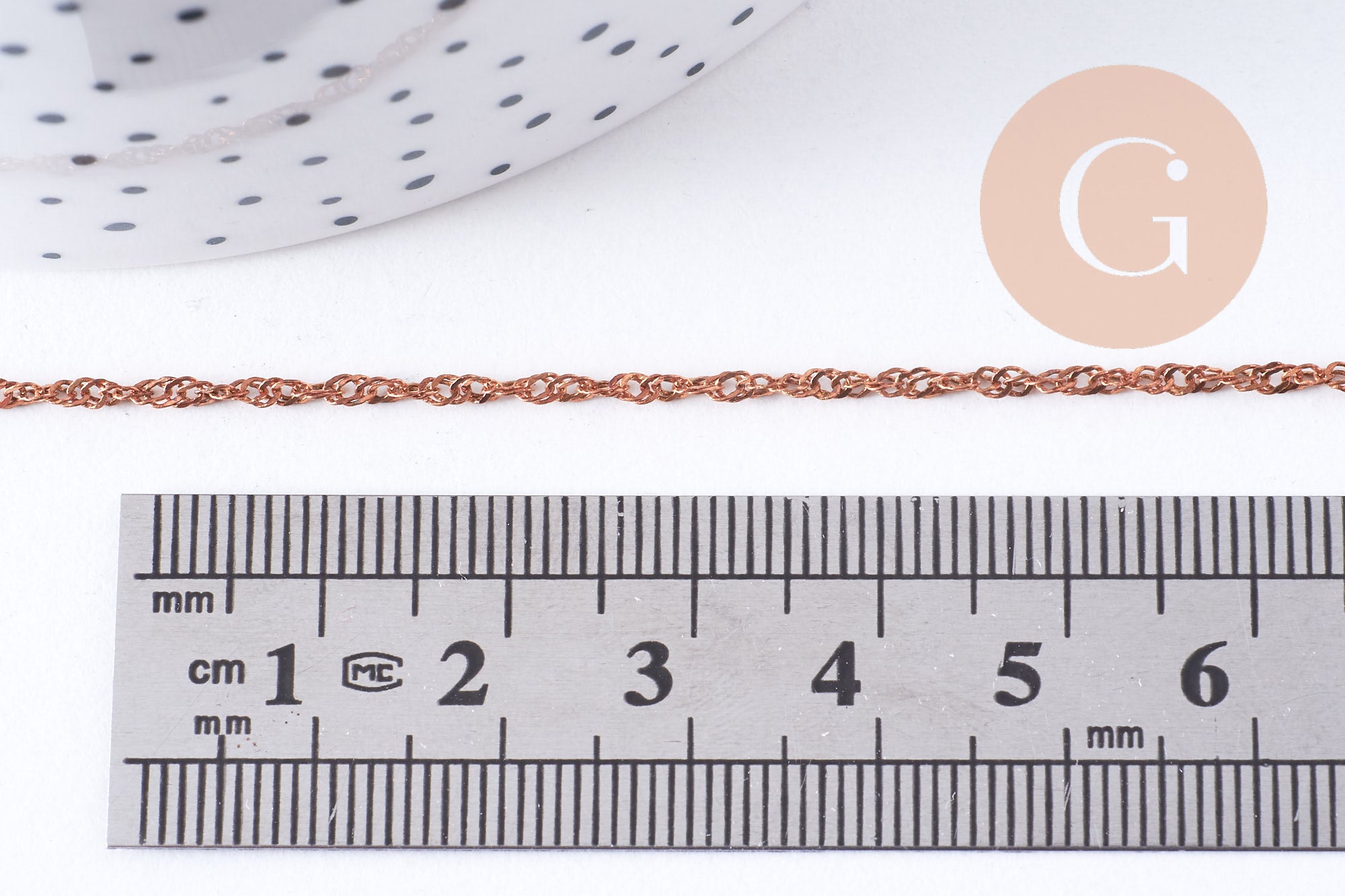 Chaine torsade singapour cuivre brut 4.5mm, x1 metre (G6739)