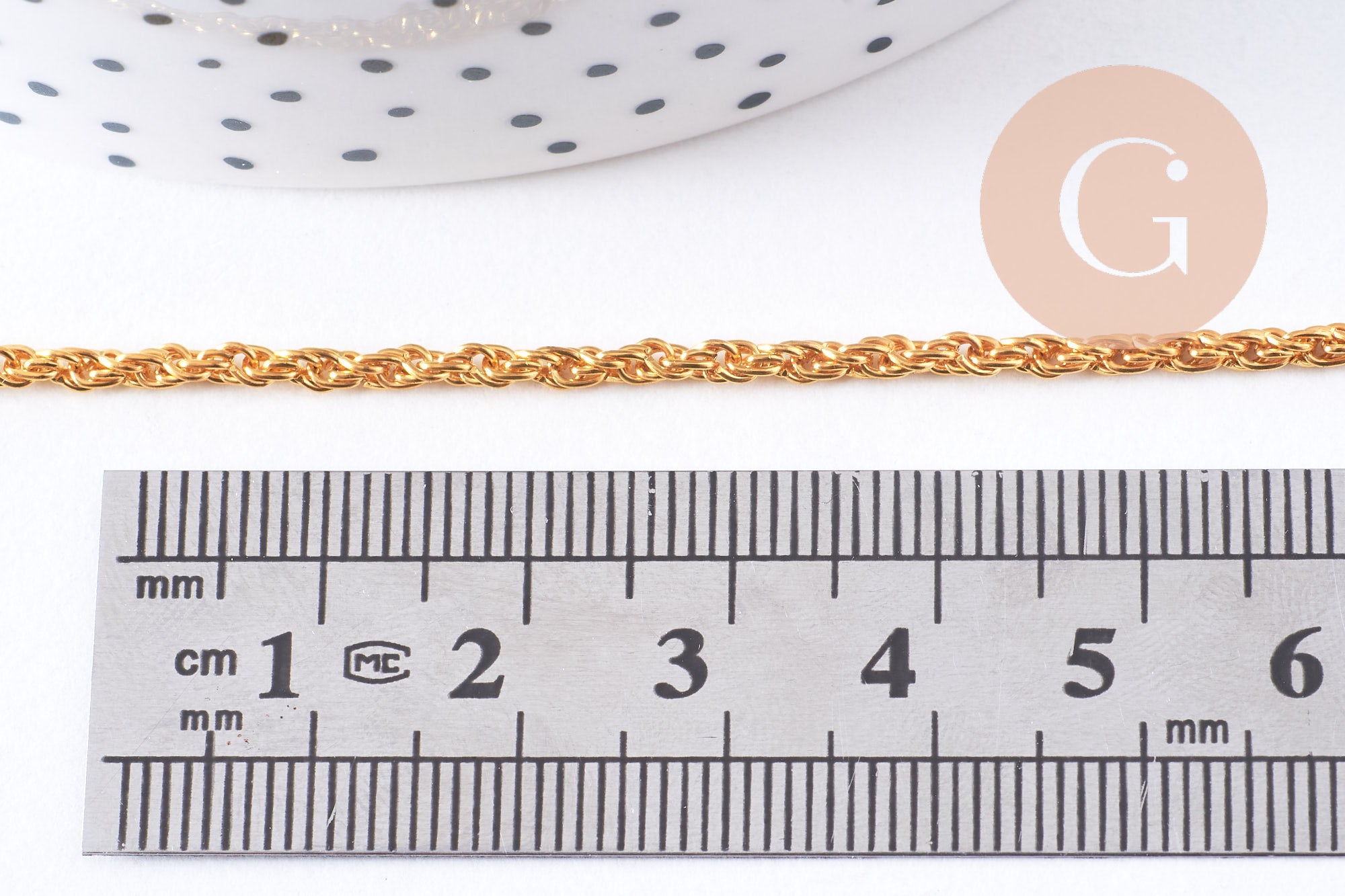 Chaine torsadée fer doré 3mm, x1 mètre (G10655)