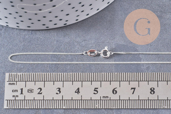 Chaine très fine argent massif plate avec fermoir argent 925, 1.1mm/45cm, x1 (G0081)