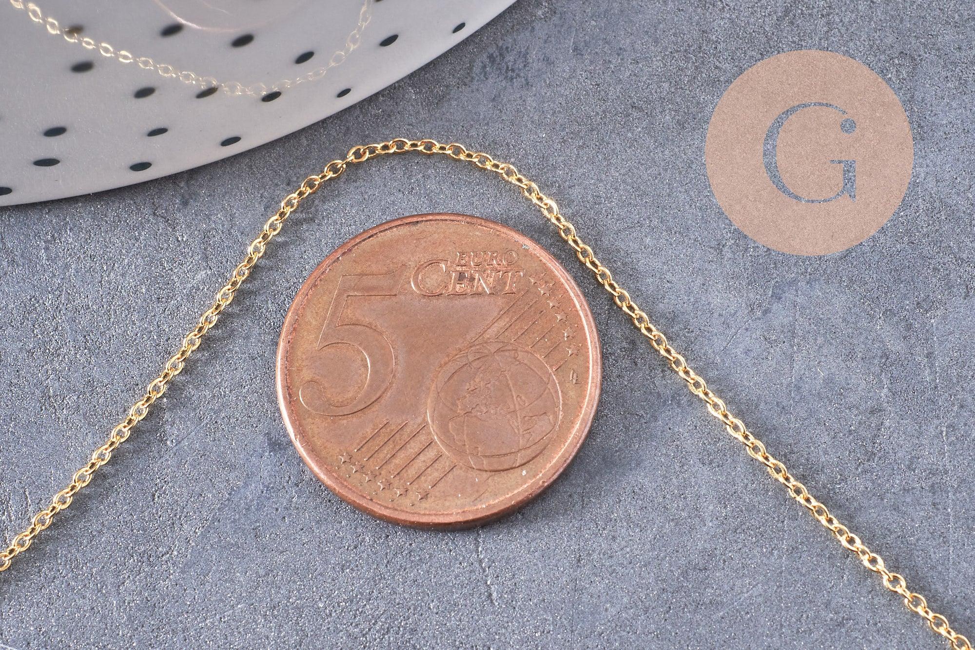 Chaine très fine laiton doré forçat 1.2mm 16K, x1 ou x5 Mètres (G0604)