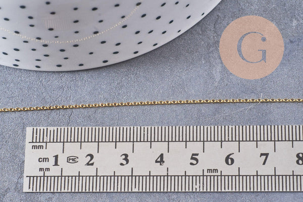 Chaine très fine laiton doré forçat 1.2mm 16K, x1 ou x5 Mètres (G0604)