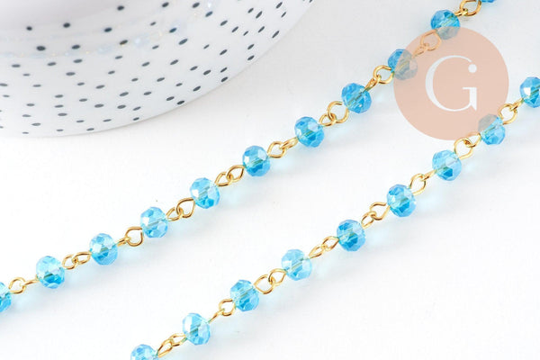 Chaines dorées perles crista l6x4mm, x1 (G6117)