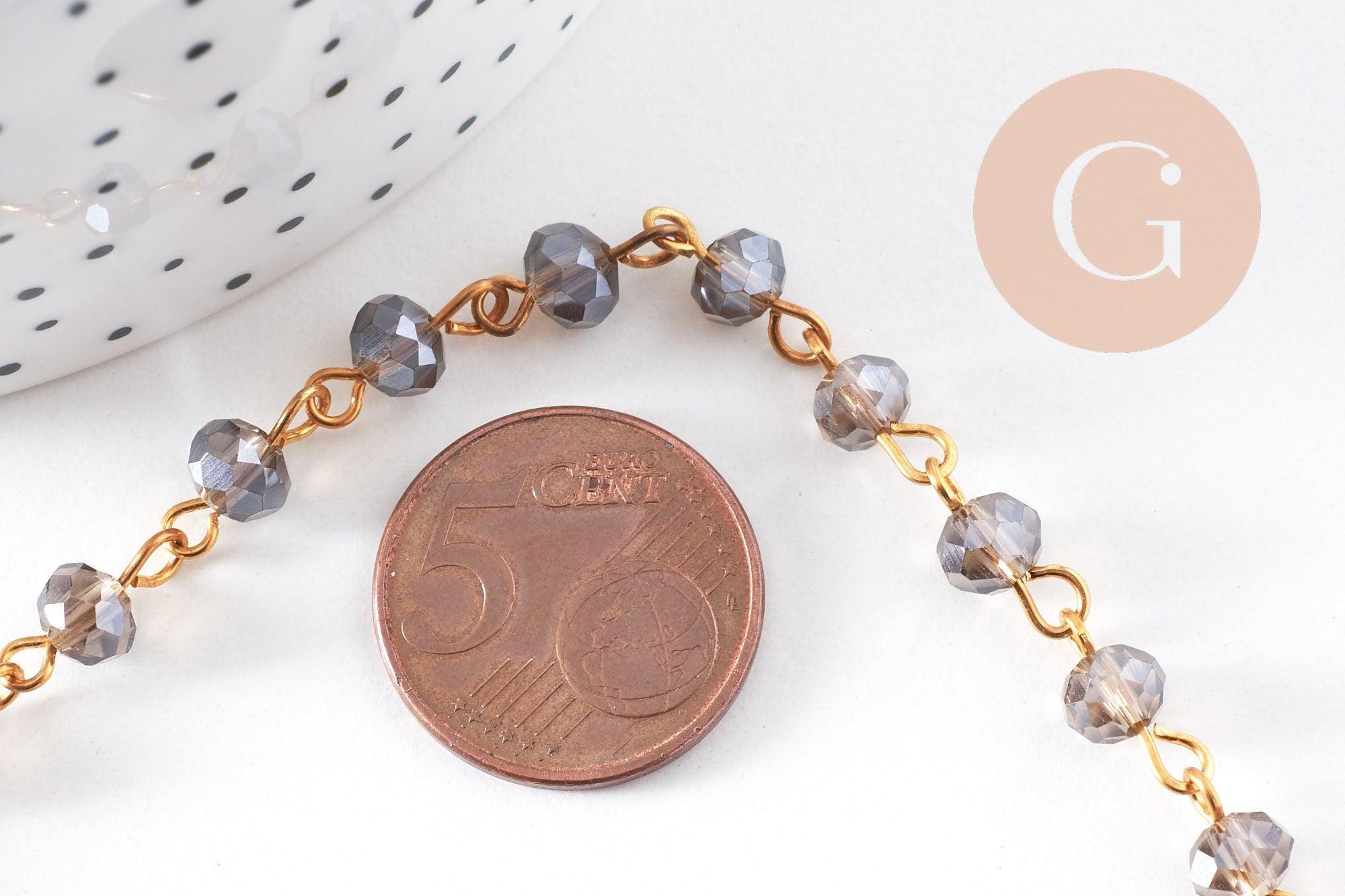 Chaines dorées perles crista l6x4mm, x1 (G6117)