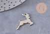 Charm Biche couleur platine 1.5mm, pendentif animal, x5 (G1729)