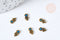 Charm à coller fleur zamac bronze émail bleu 8mm, x5 (G8570)