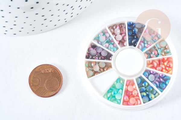 Charm à coller imitation Perle nacrée 4-5mm, x1 boite (G8492)