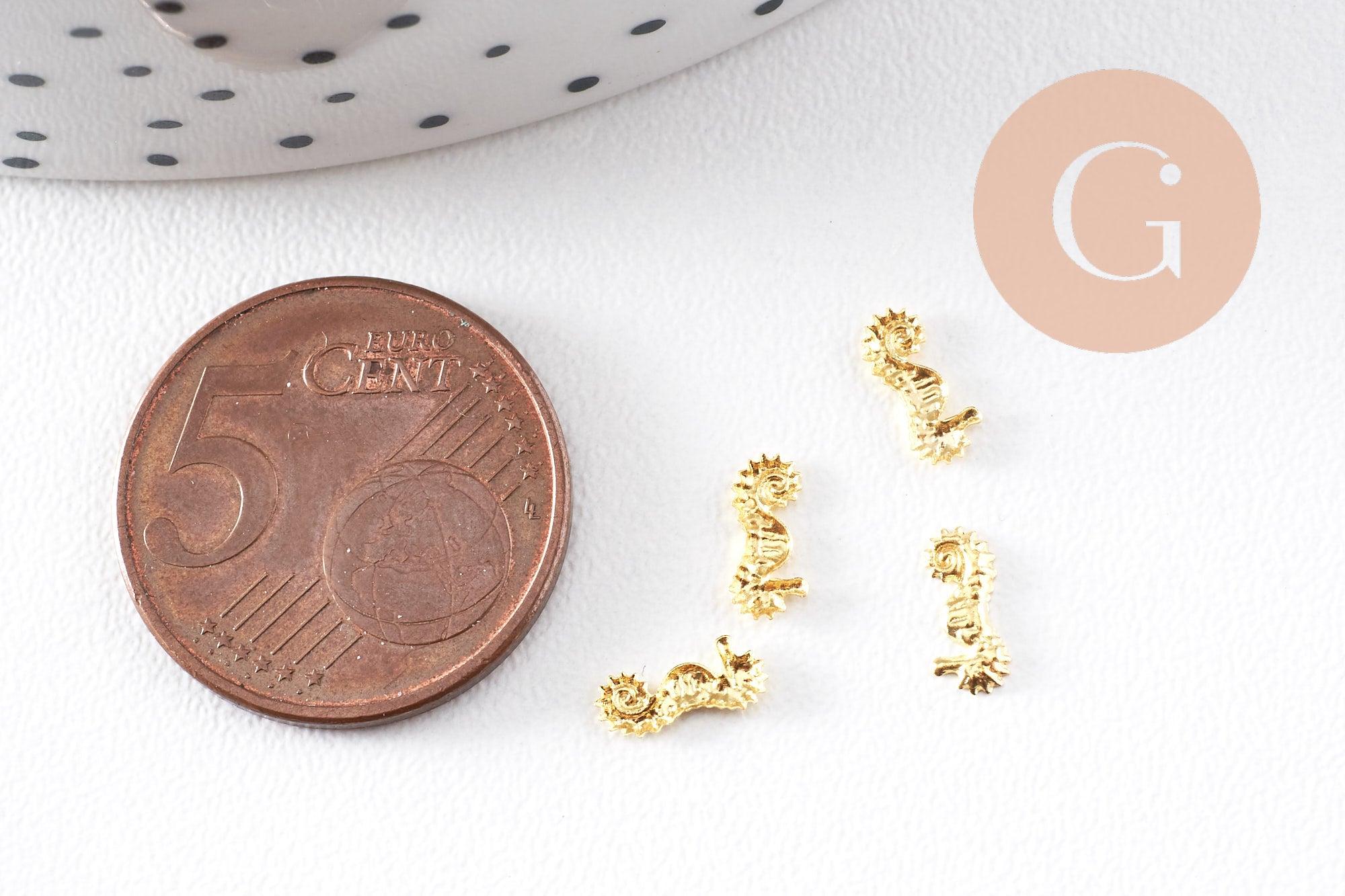 Charm à coller thème océan coquillage zamac doré 4mm, fournitures à coller pour décorer pierres et bijoux, x 1boite de 200 (G5298)