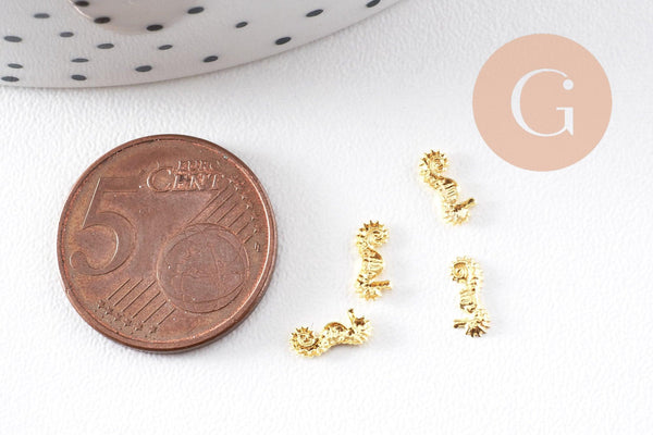 Charm à coller thème océan coquillage zamac doré 4mm, fournitures à coller pour décorer pierres et bijoux, x 1boite de 200 (G5298)