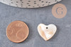 Charm coeur nacre blanche naturelle 19mm, x5 (G1069)
